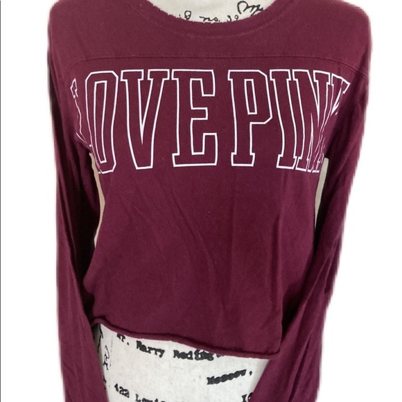 Pink by Victoria Secret long sleeve crop top maroon size XS - Picture 1 of 9
